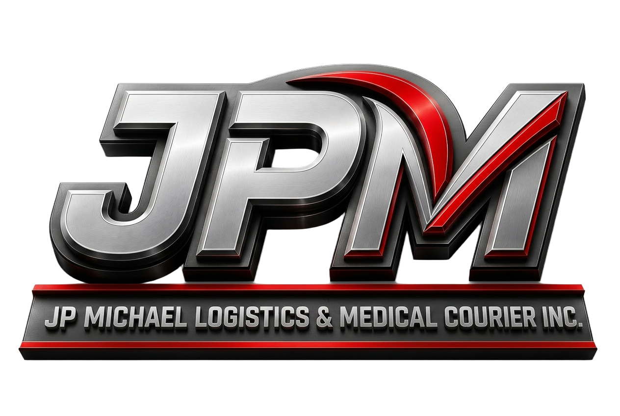 JP Michael Logistics & Medical Courier Inc — 3D chrome logo